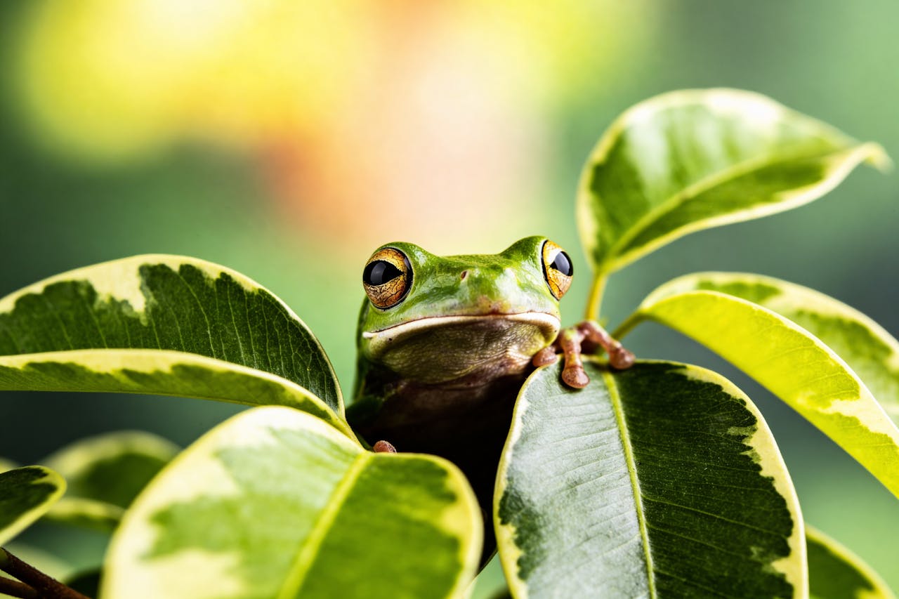 frog on leafs