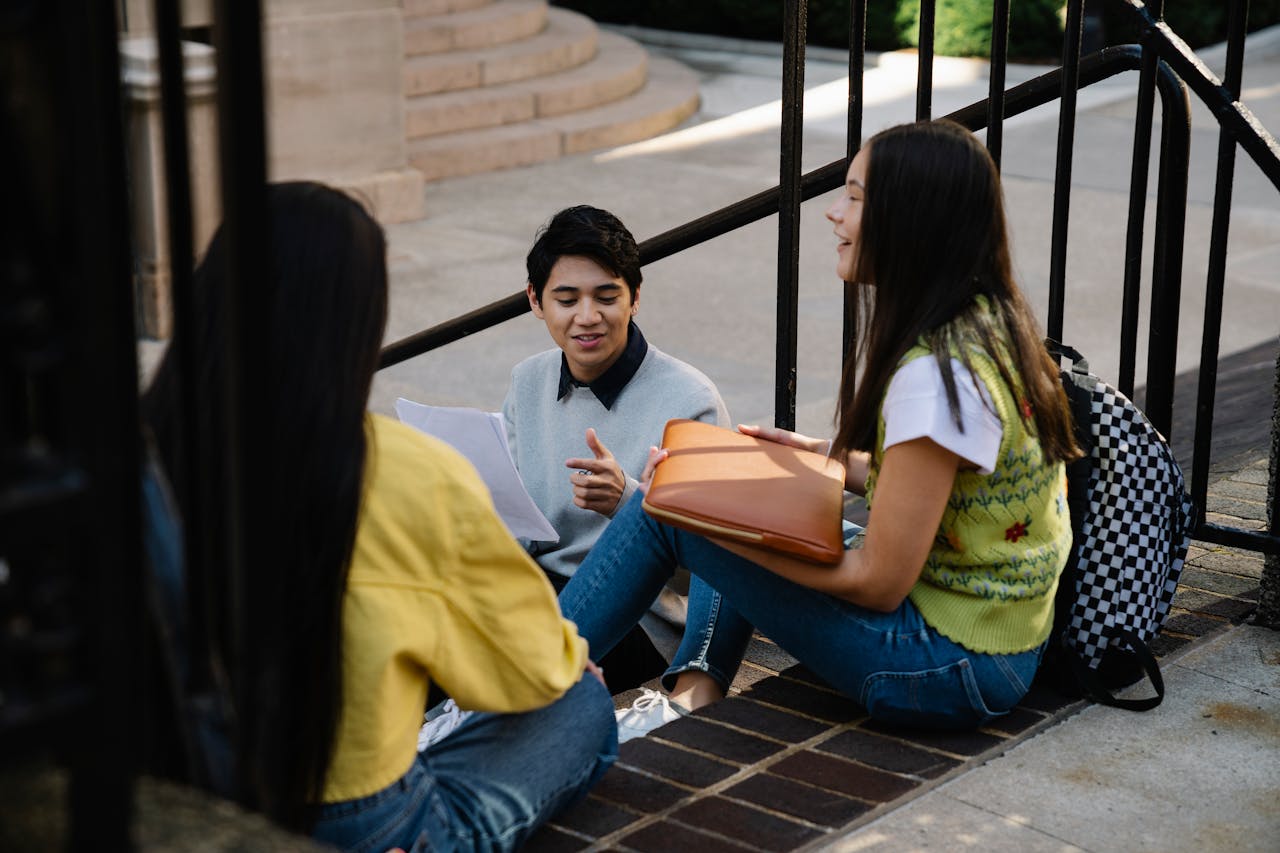 students on stairs