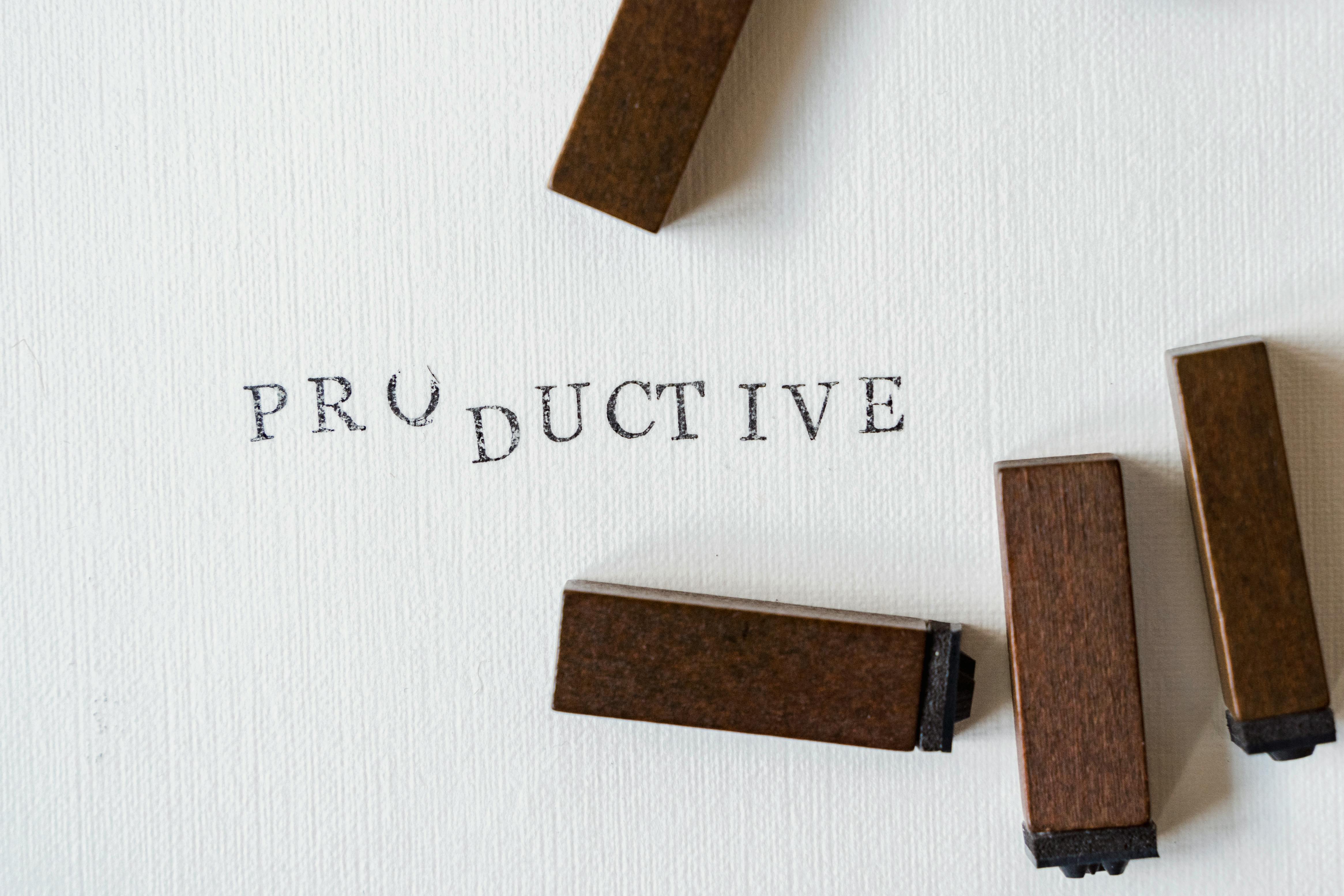 White background with black letters productivity
